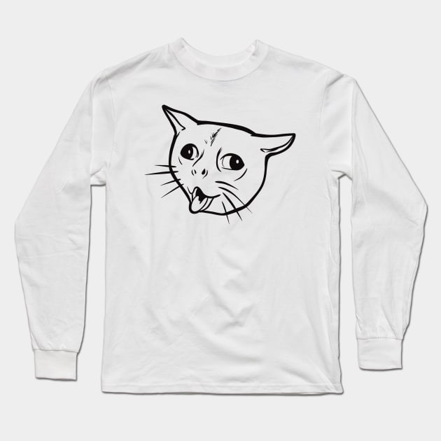 Coughing Cat Meme Long Sleeve T-Shirt by Art of Aga